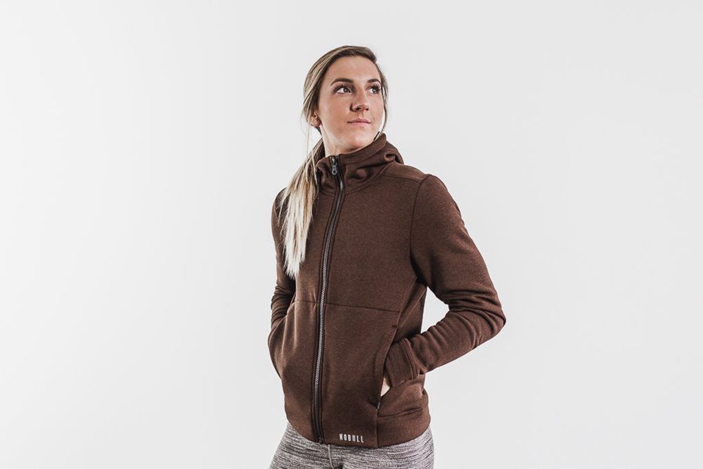 NOBULL Women's Performance Zip-Up Hoodie - Mocha - Ireland (5768KZNVO)